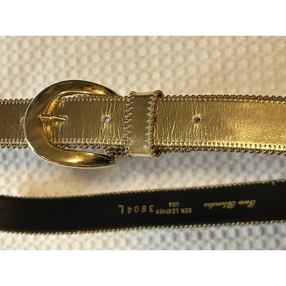 Two Blondes - Women's - Gold Colored Belt Genuine Soft Leather Buckle - 1
